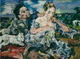  ??  ?? Oskar Kokoschka, Amorous Couple with a Cat, 1917 Oil on canvas, 93.5 x 130.5 cm - Kunsthaus Zürich © Fondation Oskar Kokoschka, Vevey / 2017 ProLitteri­s, Zurich