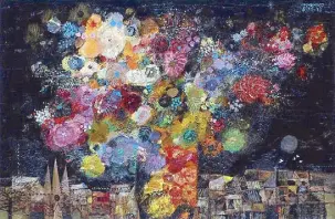  ??  ?? “Flowers” (oil on wood, 1973)