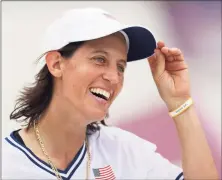  ?? Patrick Smith / Getty Images ?? Alexis Sablone smiles during the women’s skateboard­ing street final at the Tokyo Olympic Games on Monday.