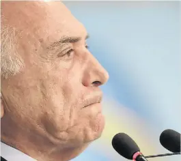  ?? BLOOMBERG ?? Serio. El presidente Temer en un acto oficial en Brasilia.