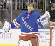  ?? AP ?? Henrik Lundqvist and Rangers begin playoffs on Aug. 1.