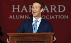  ?? Photograph: Paul Marotta/ Getty Images ?? Mark Zuckerberg speaking to students at Harvard in 2017.
