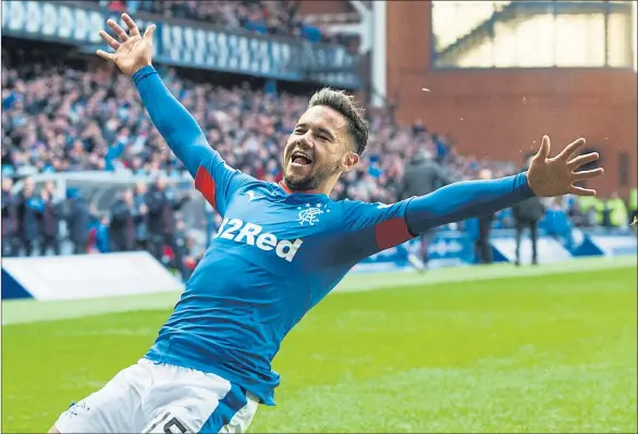  ?? Picture: SNS ?? BETTER LATE THAN NEVER: Harry Forrester’s 86th-minute goal was enough to seal the points for a Rangers side which is closing in on promotion.