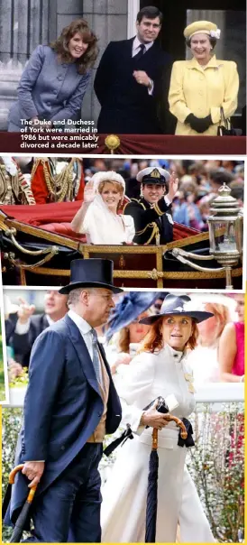  ??  ?? The Duke and Duchess of York were married in 1986 but were amicably divorced a decade later.