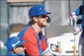  ?? ARMANDO L. SANCHEZ / CHICAGO TRIBUNE ?? Kris Bryant waits to hit during batting practice at Cubs spring training on Feb. 25