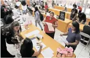  ?? Wilfredo Lee / Associated Press ?? People looking for work attend a job fair in Miami last month. U.S. job growth was strong for October.