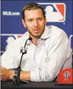  ?? JOHN RAOUX — ASSOCIATED PRESS ?? Ex-Blue Jays and Phillies pitcher Roy Halladay, announcing his retirement in 2013, died Tuesday at 40.