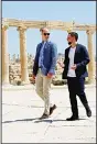 ??  ?? Britain’s Prince William (left), and Jordan’s Crown Prince Hussein tour the Jerash archaeolog­ical site in Jerash, northern
Jordan, on June 25. (AP)