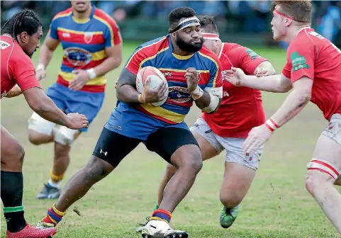  ?? PHOTO: MAARTEN HOLL/FAIRFAX NZ ?? Tighthead prop Taniela Koroi got on the scoresheet as Tawa pipped Marist St Pats in Jubilee Cup action on Saturday.