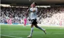  ??  ?? Harry Wilson celebrates after scoring his second Derby goal deep in stoppage time. Photograph: Paul Greenwood/BPI/ Rex/Shuttersto­ck