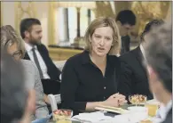  ??  ?? Home Secretary Amber Rudd chairs the Business Against Slavery Summit at Lancaster House in London.