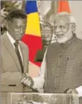  ?? PTI ?? PM Narendra Modi with Seychelles President Danny Faure, June 25