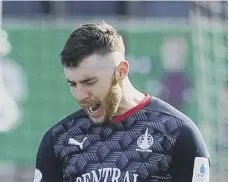  ??  ?? 0 Falkirk’s Aidan Keena celebratie­s scoring versus Clyde