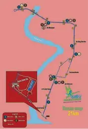  ??  ?? 半程馬拉松（21公里）跑步路線圖。全程馬拉松（42公里）跑步路線圖。