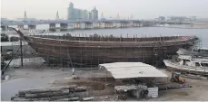  ?? Photos Chris Whiteoak / The National ?? The giant dhow under constructi­on at Obaid Juma bin Suloom Establishm­ent on Dubai Creek