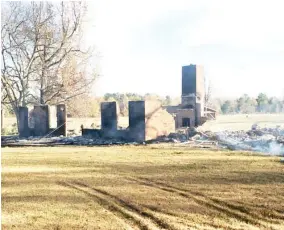  ??  ?? East Oktibbeha Volunteer Fire Department did some training Saturday morning by setting an intentiona­l burn at a house on Highway 182. The burn started at 9:45 a.m. and was burned out by 11 a.m. (Photo by Chris Mcmillen, SDN and submitted photo)