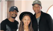  ?? Picture: FREDLIN ADRIAAN ?? JAZZ LOVERS: Sizwe Yaze, left, Zandile Ngontsi and Sinethemba Blandile at the Inaugural Mandela Bay Jazz Legacy Festival launch at the PE Opera House on Wednesday