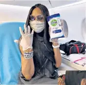  ??  ?? Prepare for take-off: Naomi Campbell’s pre-flight cleaning routine this week