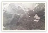  ??  ?? Mealtimes are always a cheery affair when camping, as Dave shows!