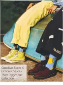 ??  ?? Goodpair Socks X Fictionist Studio Three Legged Pair collection.