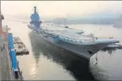  ?? REUTERS FILE ?? China's first domestical­ly developed aircraft carrier departs Dalian in Liaoning province.