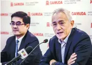  ??  ?? Lin (right) speaking at a press conference yesterday. On the left is deputy managing director Mohammed Rashdan Mohd Yusof. – ADIB RAWI YAHYA/THESUN