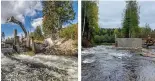  ?? ?? Before and after the destructio­n of a dam on the Hiitolanjo­ki River in Finland. Mikko Nikkinen/ WWF Finland