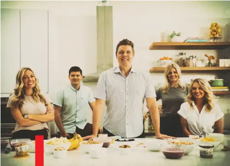  ??  ?? Food Fighters
From left: Leigh,
Zane, Bill, Heather and Charisse Keith in their San Diego headquarte­rs’ kitchen.