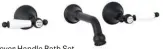  ??  ?? Mondella Maestro Lever Handle Bath Set, in chrome, brass and black, $84 each