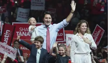  ?? THE CANADIAN PRESS ?? As political spectacle, Justin Trudeau’s Brampton visit was well choreograp­hed and included his family.