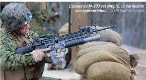  ??  ?? L’usage du M-203 est simple, ce qui facilite son appropriat­ion. (© US Marine Corps)