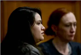  ?? MATTHEW JONAS — DAILY CAMERA ?? Devan Schreiner, left, with defense attorney Jennifer Engelmann, watches as the jury returns to the courtroom in Boulder County District Court on Tuesday.