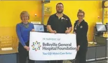  ?? ?? Giant Tiger and Belleville General Hospital Foundation joined hands Tuesday to launch a campaign to raise funds to purchase a new ultrasound machine for the Maternal Child unit at Quinte Health, BGH.
