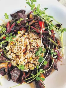  ?? DIANE GALAMBOS ?? Tenderloin beef tips with pearl couscous.