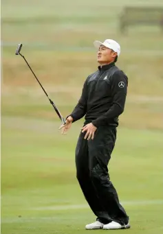  ??  ?? China’s Haotong Li reacts during the final round of the British Masters at Walton Heath Golf Club in this Oct 14 file photo. — Reuters photo