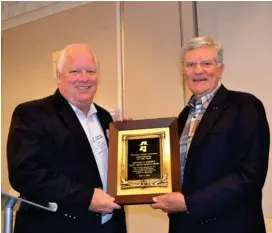  ?? (submitted photo) ?? Golden Triangle Regional Airport Executive Director Mike Hainsey (left) poses with Nick Ardillo, president of NPA, LLC, after Hainsey was named the Mississipp­i Airports Associatio­n’s Profession­al of the Year