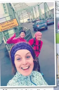  ??  ?? Training for the Brighton Marathon, clockwise from front, Emma Buckley, Hayley MacGugan and Sandra Bentley