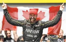  ?? Charlie Neibergall / Associated Press ?? James Hinchcliff­e won at Iowa Speedway for his first victory since the Long Beach Grand Prix last season.