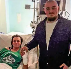  ??  ?? Hero: Niall Pentony visits Laura MacIntyre in hospital