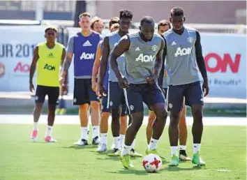  ?? AFP ?? Romelu Lukaku (main) and teammates practice during a Manchester United open training session at the University of California in Los Angeles, California on Friday.