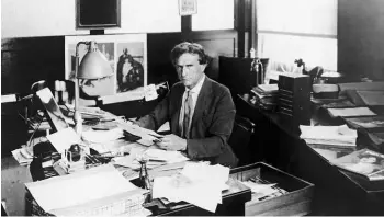  ??  ?? ABOVE LEFT: In 1919, Bernarr Macfadden launched True Story magazine; its sensationa­l confession­al content set the template for decades of successful publishing. ABOVE RIGHT: A serious-looking Macfadden oversees his ever-expanding publishing empire from...