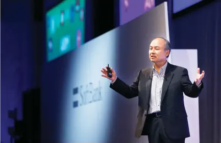  ??  ?? SoftBank Group Corp. CEO Masayoshi Son speaks during a SoftBank World presentati­on in Tokyo in this July 20, 2017 file photo. (AP)