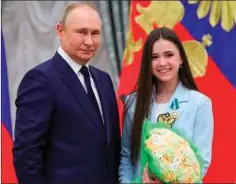  ?? ?? Efter vinterlege­ne i Kina blev alle russiske medaljetag­ere – herunder Kamila Valieva – inviteret til Kreml af praesident Putin. Arkivfoto: AP