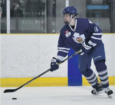  ?? AARON BELLE/OHL IMAGES ?? Defenceman Erik Yelle of the Toronto Marlboro minor midgets was selected by Windsor in the ninth round of the OHL draft.