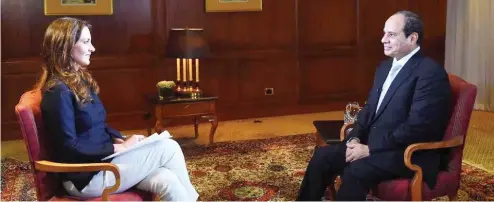  ??  ?? Egyptian President Abdel Fattah El-Sisi speaks with CNBC's Hadley Gamble. (CNBC)