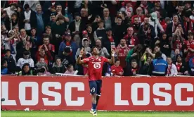  ?? Sameer Al-Doumy/AFP/Getty Images ?? Jonathan David opened the scoring for Lille as they beat Marseille 3-1 in Ligue 1. Photograph: