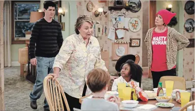  ?? ADAM ROSE ABC ?? Roseanne finds herself at political odds with her sister Jackie in the re-booted "Roseanne.”