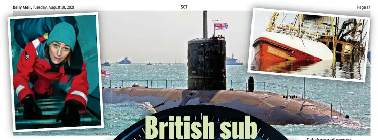  ??  ?? Catalogue of errors: HMS Trenchant. Inset left, Suranne Jones in TV’s Vigil. Above, the Antares