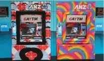  ??  ?? Cash proud! For Mardi Gras, Sydney ANZ bank branches bedazzle their cash dispensing gAyTMs.