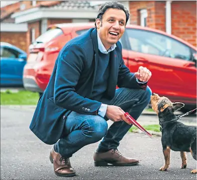  ??  ?? Scottish Labour leader Anas Sarwar on the campaign trail in Toryglen, Glasgow yesterday